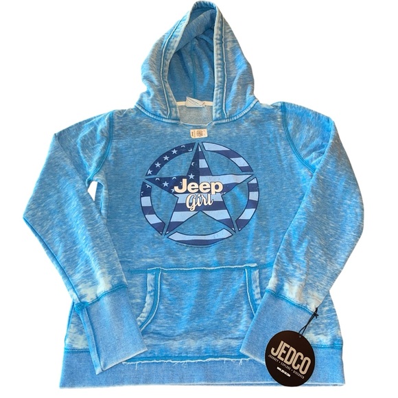 Jeep Tops - Jeep Girl Womens Hoodie Heather Blue Size Large NWT Cotton & Polyester